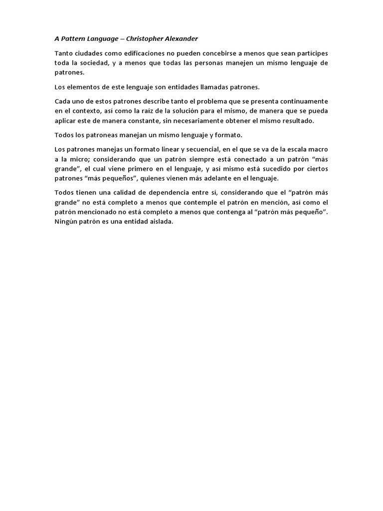 A Pattern Language | PDF