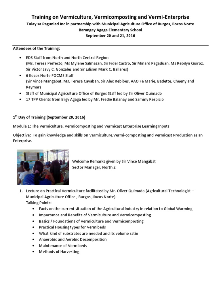 Training On Vermiculture PDF PDF