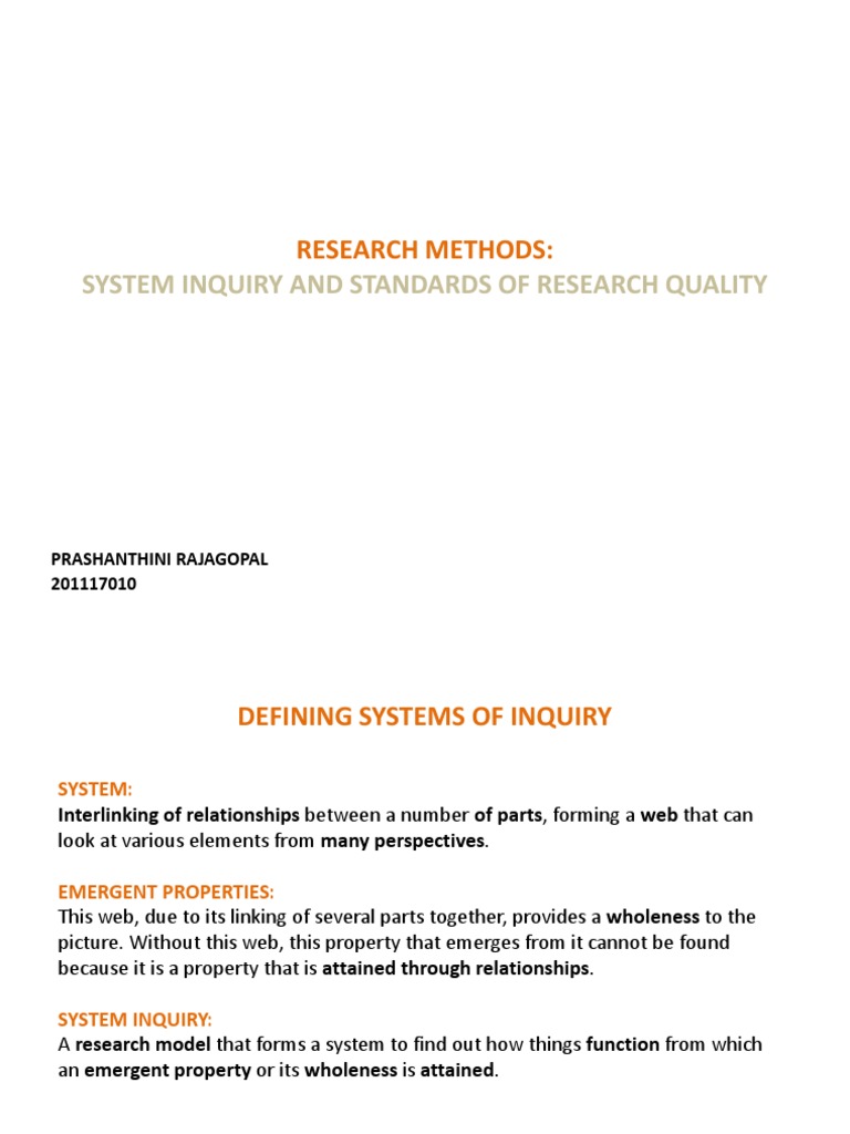 System Inquiry in Research Methods | PDF