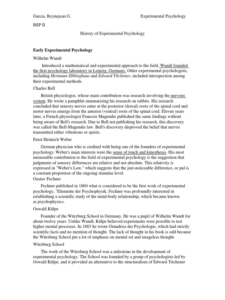 History of Experimental Psychology | PDF