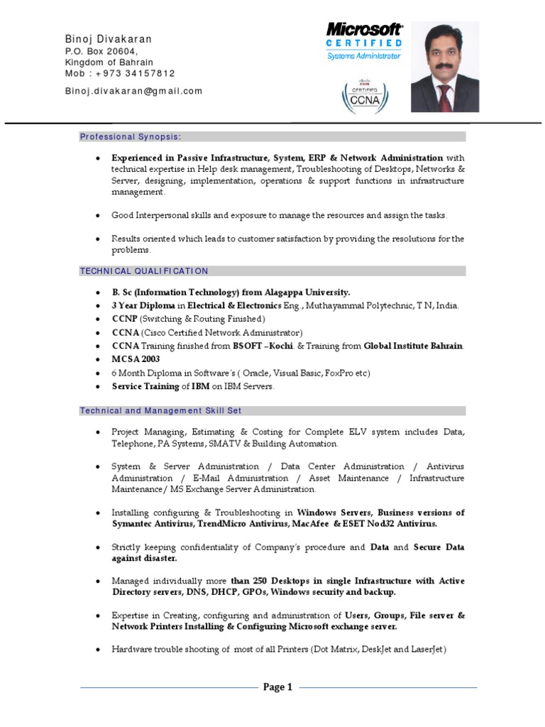 Binoj - Profile For IT PDF | PDF