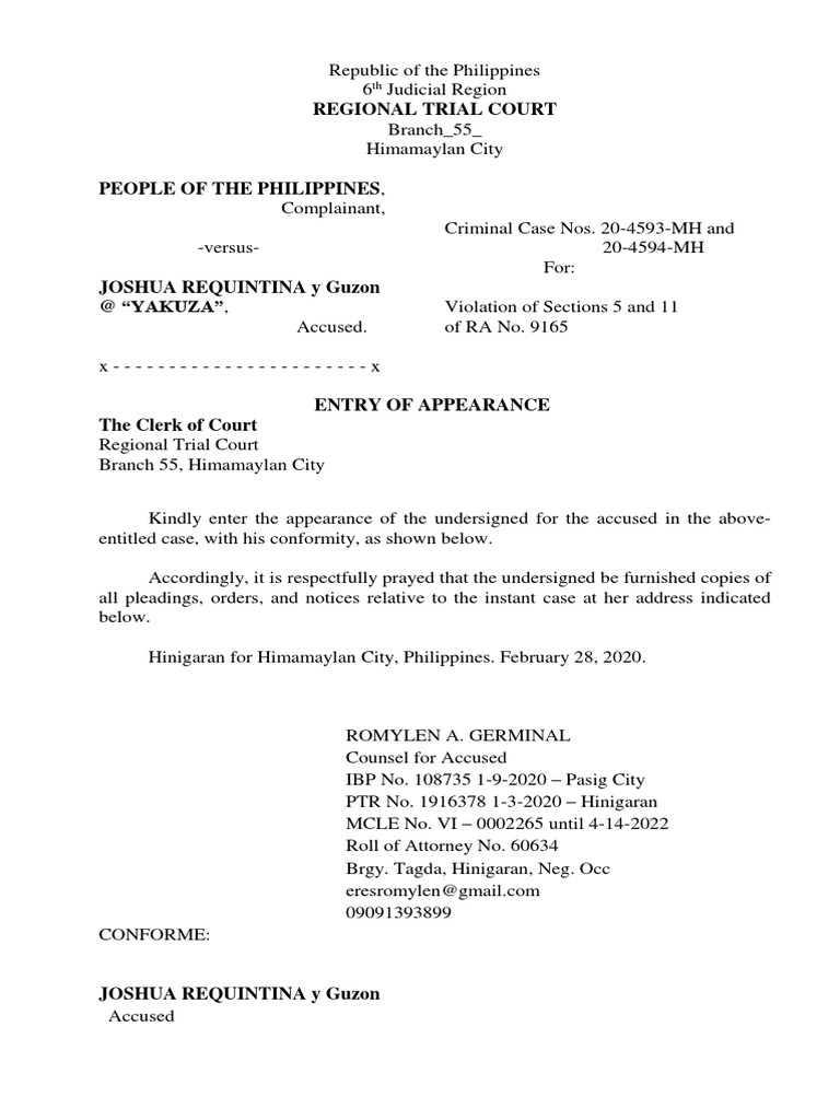 Entry of Appearance PDF