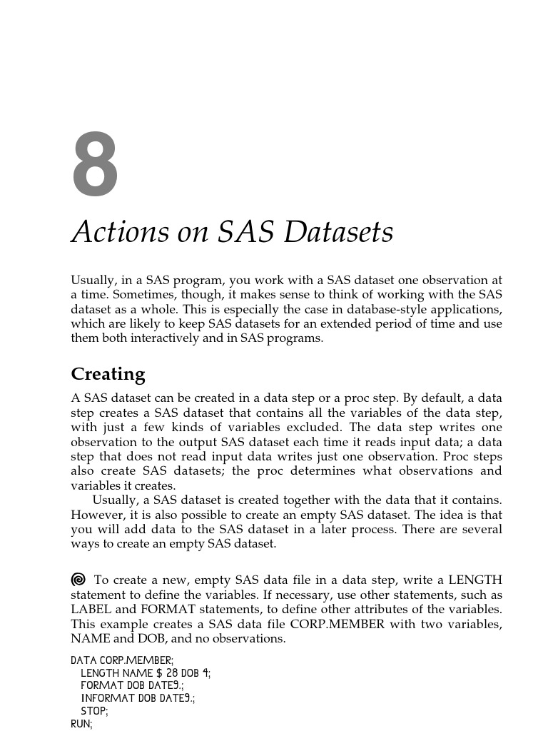 Actions on SAS Datasets Explained | PDF | Sas (Software) | Data Set