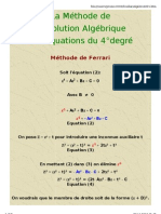 La Méthode de Résolution Algébrique Des Equations Du 4°degré