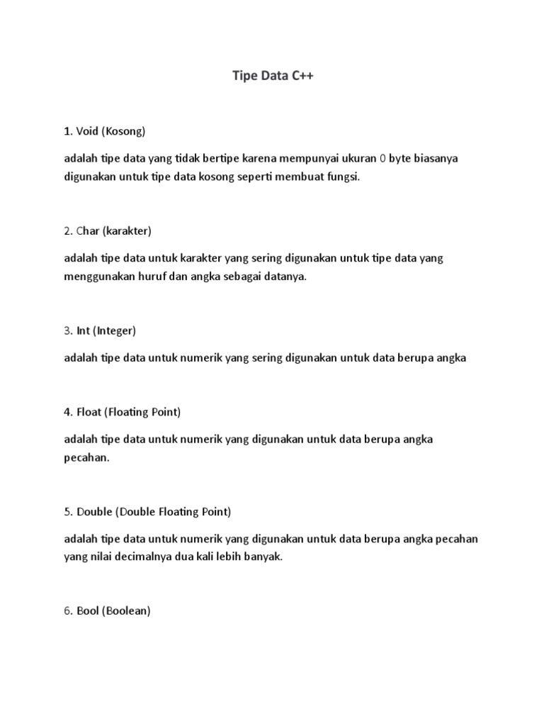 Tipe Data C++-WPS Office | PDF | Teknologi & Rekayasa