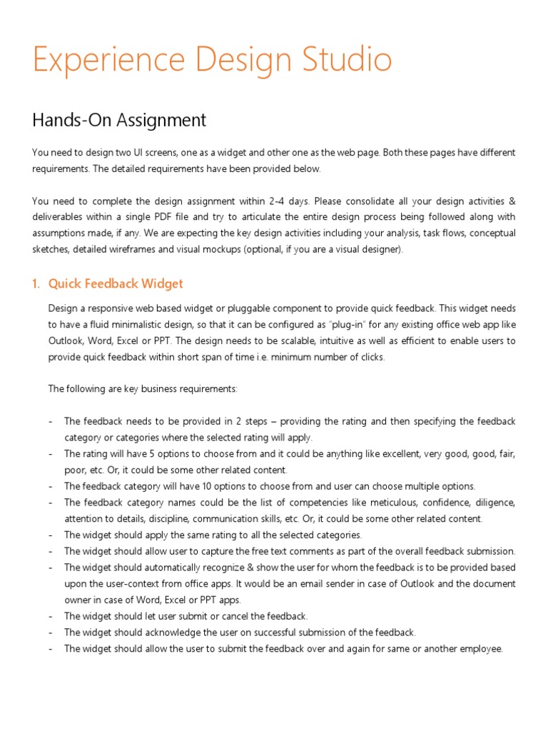 Experience Design Hands-On Assignment v2.0 | PDF
