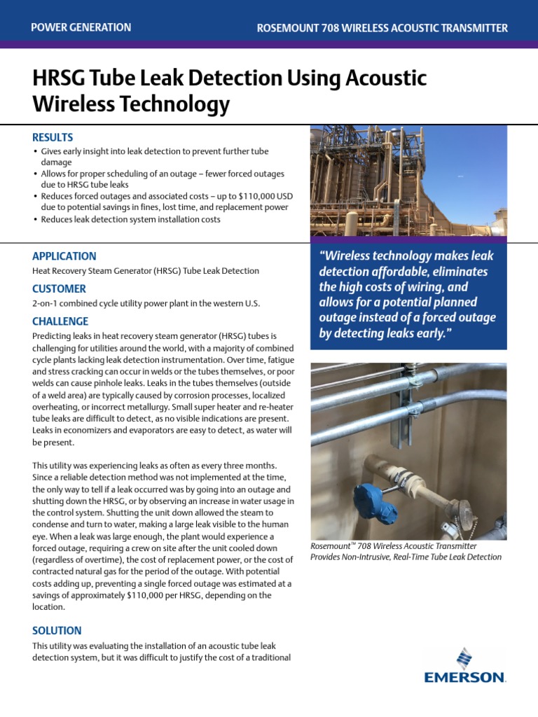 Case Study HRSG Tube Leak Detection Using Acoustic Wireless Technology ...