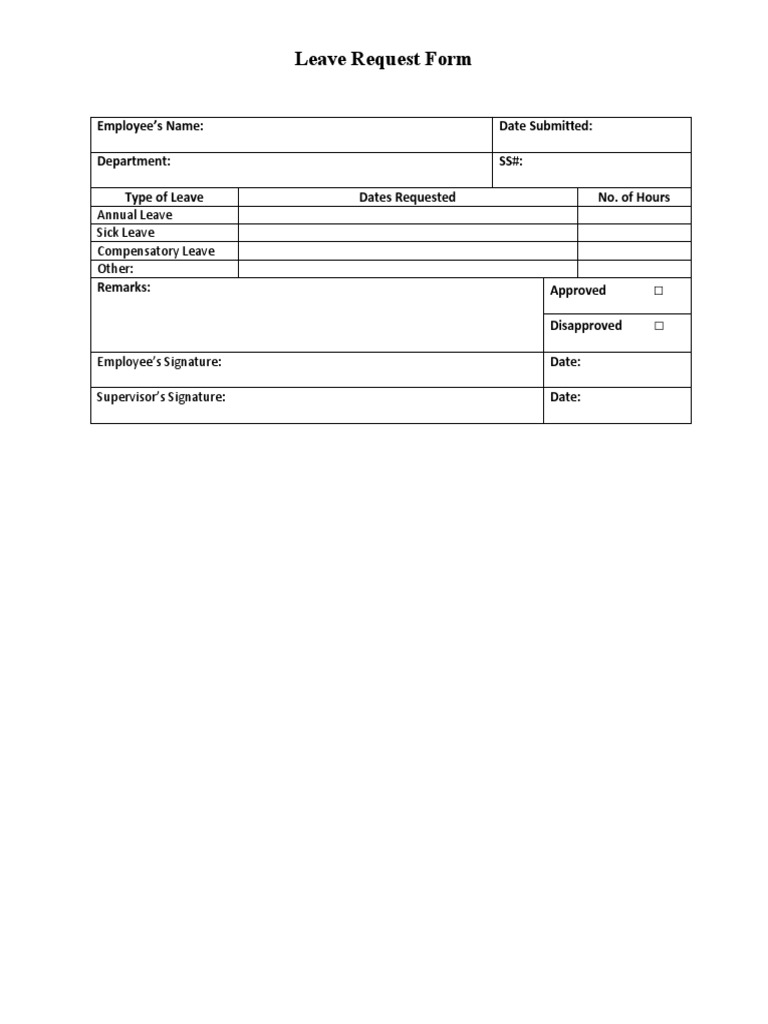 Leave Request Form Template | PDF