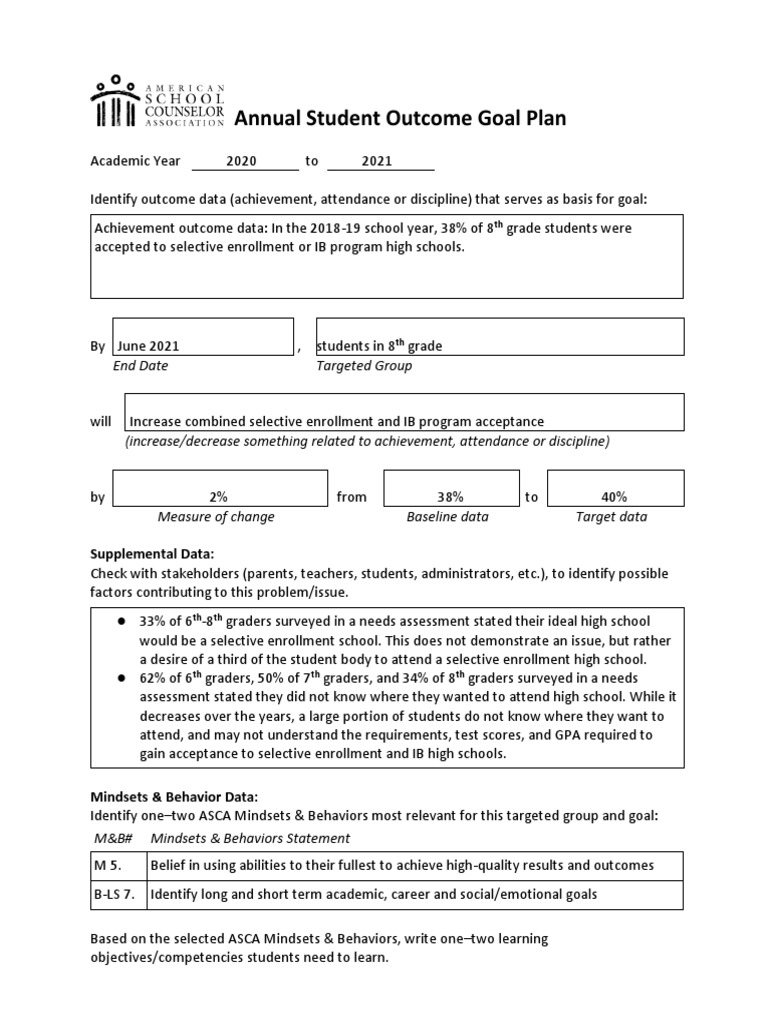 Annual student outcome goal plan collegecareer pdf