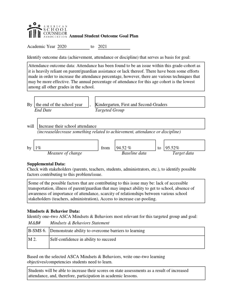 Closing the gap annual student outcome goal plan pdf