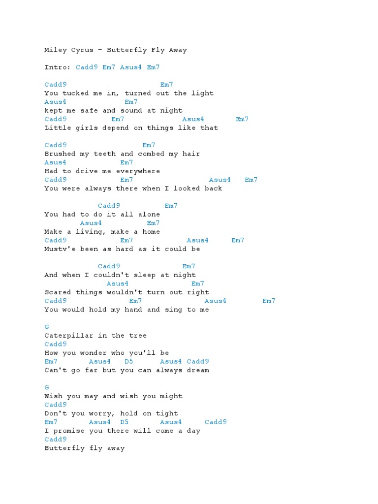 Miley Cyrus Butterfly Fly Away PDF