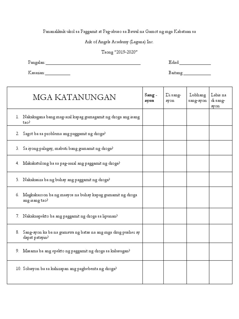 Questionnaire | PDF