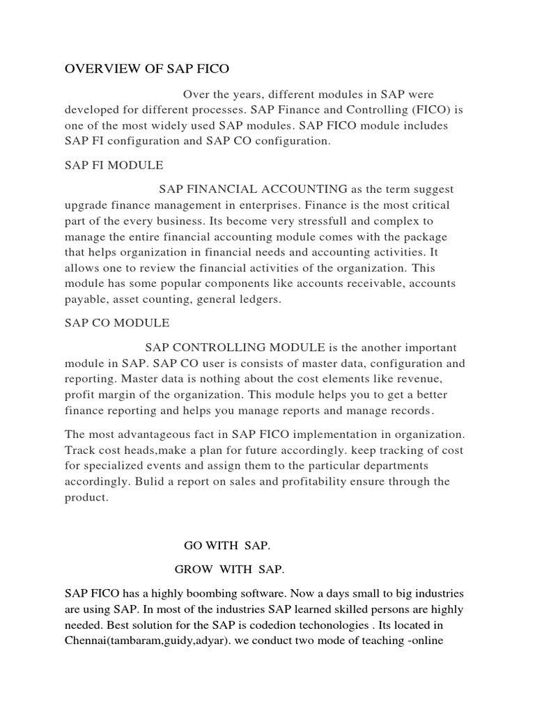 Overview of Sap Fico | PDF
