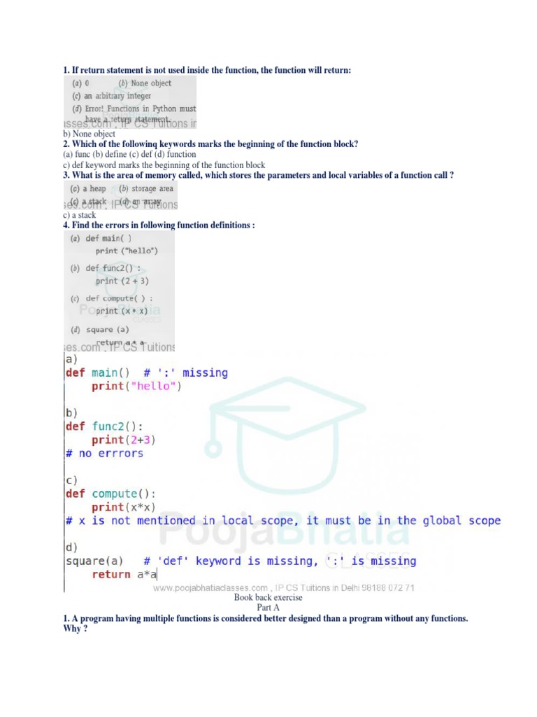 Python Functions: Concepts and Exercises | PDF