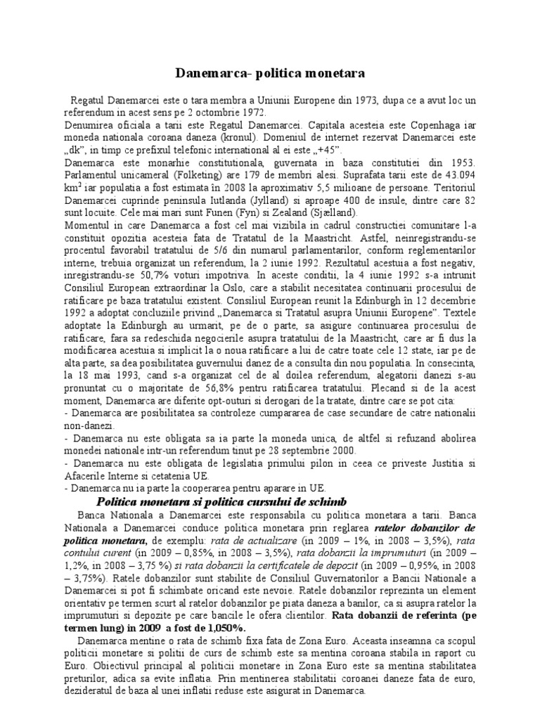 Politica Monetara A Danemarcei