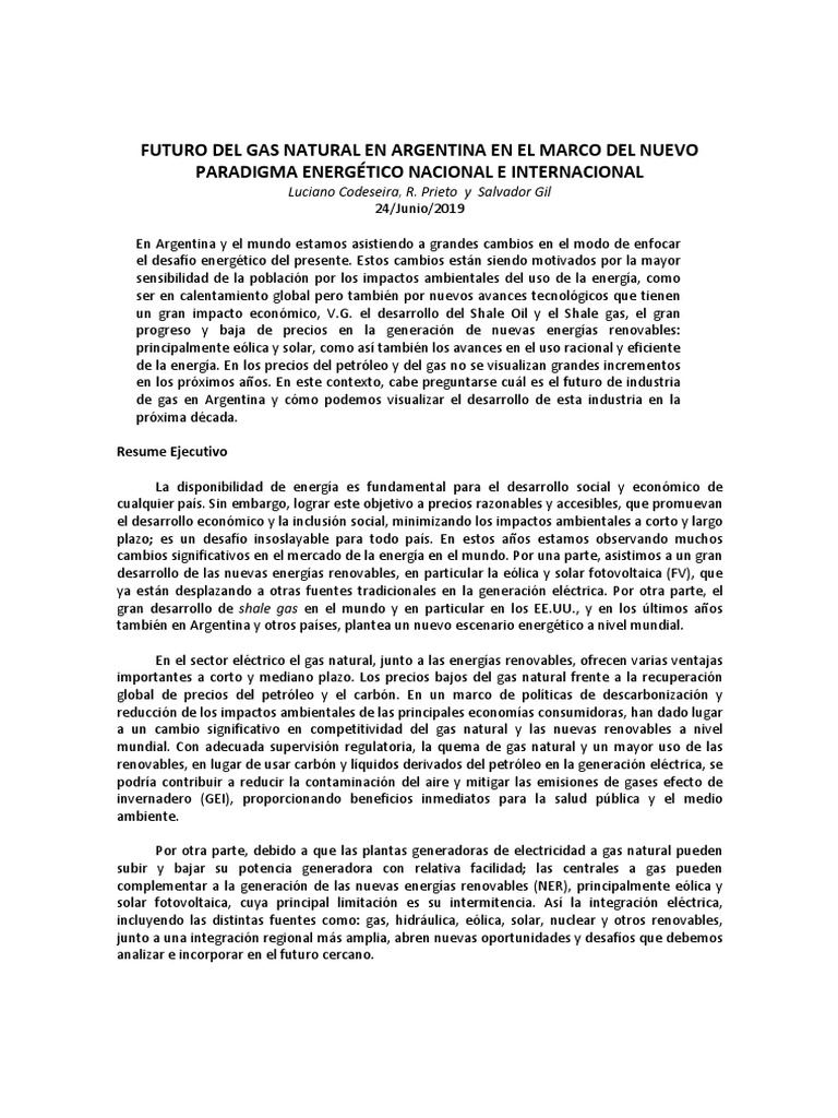 Futuro Del Gas Natural en Argentina | PDF | Energía renovable | Gas ...