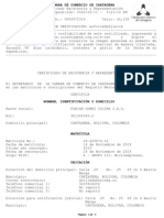 Certificado de existencia FABIAN GOMEZ COCINA SAS