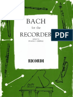 Johann Sebastian Bach - Bach For The Recorder (8 Pieces From The Solo Cello Suites) Edited by Franco Crepax-G. Ricordi & Co (1960)