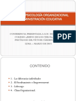 ASPECTOS DE PSICOLOGÍA ORGANIZACIONAL EN LA ADMINISTRACIÓN EDUCATIVA