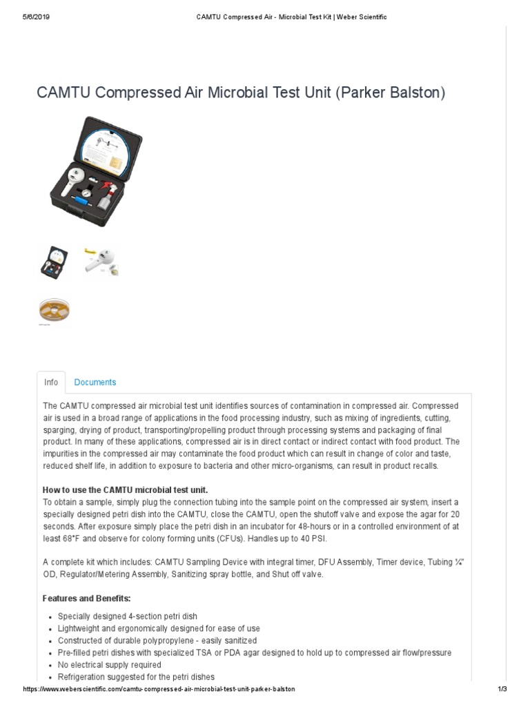 CAMTU Compressed Air Microbial Test Kit er Scientific PDF