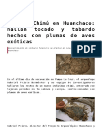 Cultura Chimu en Huanchaco Hallan Tocado y Tabardo Hechos Con Plumas de Aves Exoticas