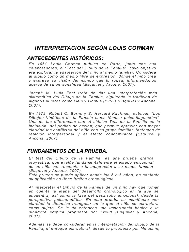 Test del Dibujo de la Familia en Niños | PDF | Dibujo | Sicología