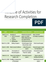 Timeline of Activities For Research Completion