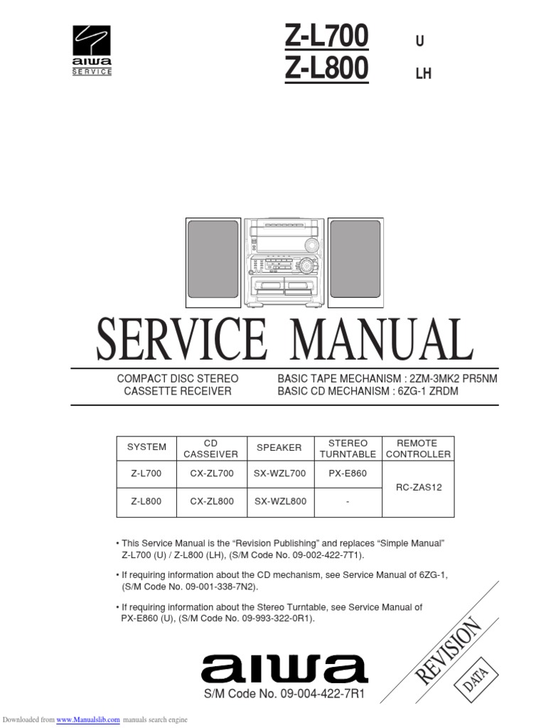 Aiwa ZL700 - ZL800-62424 PDF | PDF | Loudspeaker | Resistor