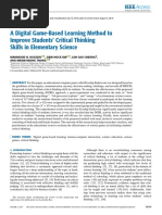 A Digital Game-Based Learning Method To Improve Students' Critical Thinking Skills in Elementary Science PDF