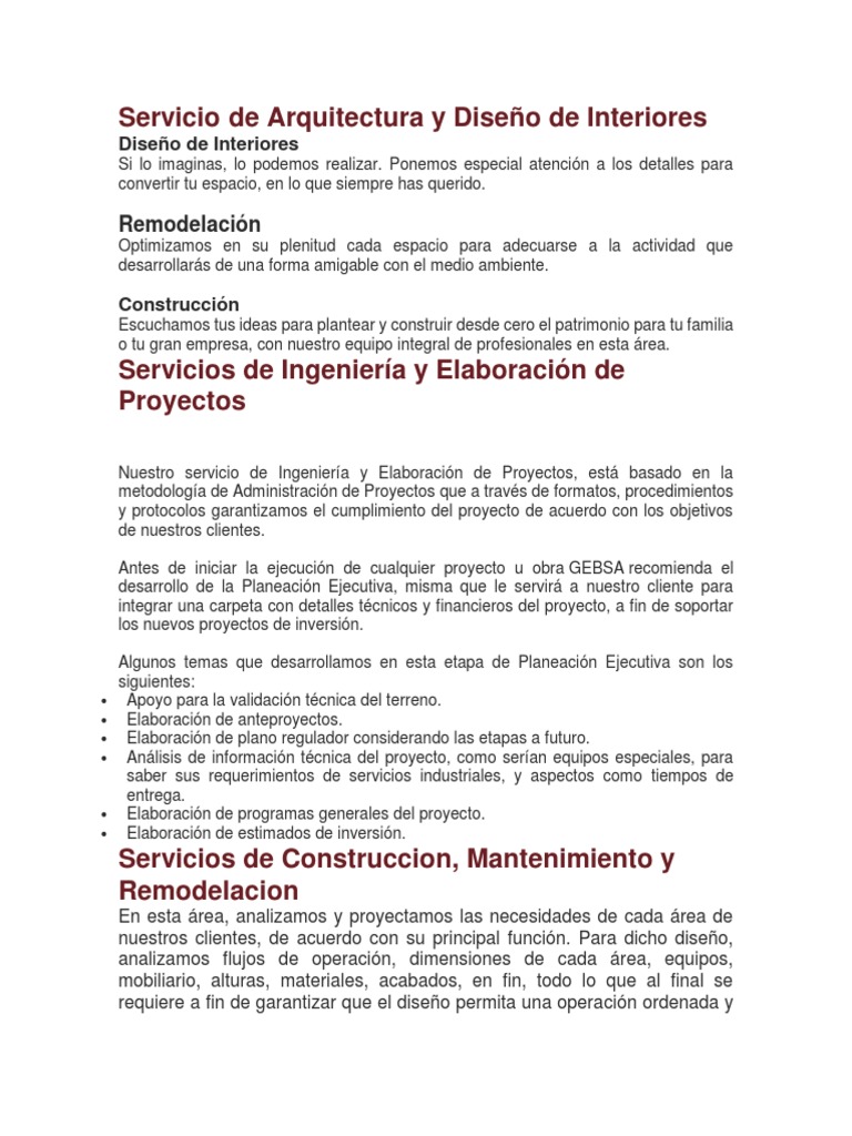 Servicios de Arquitectura y Construcción | PDF | Fundación (Ingeniería ...