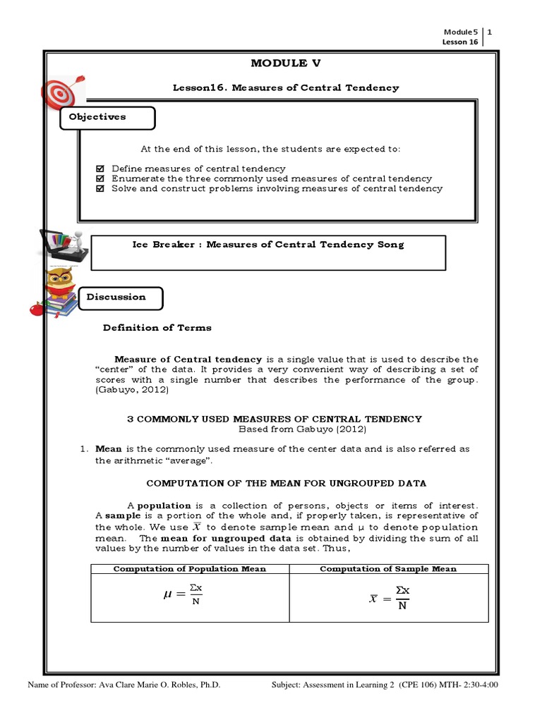 Module-5-Lesson-16 - Measures of Central Tendency - Reponte Sebios ...