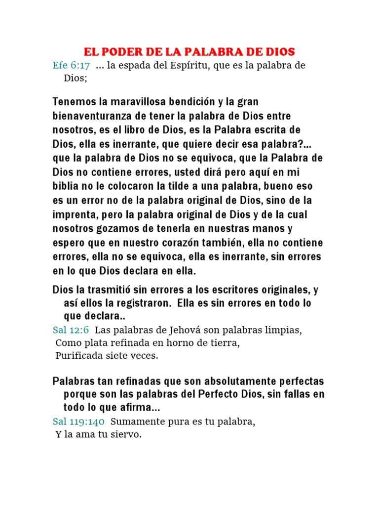 El Poder Transformador de la Palabra de Dios | PDF | Alma | Dios