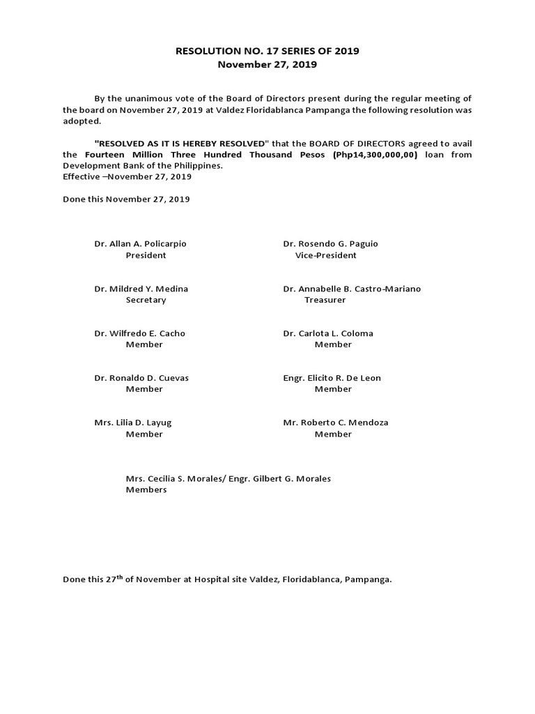 Loan Resolution for Floridablanca Hospital | PDF | Philippines | Government