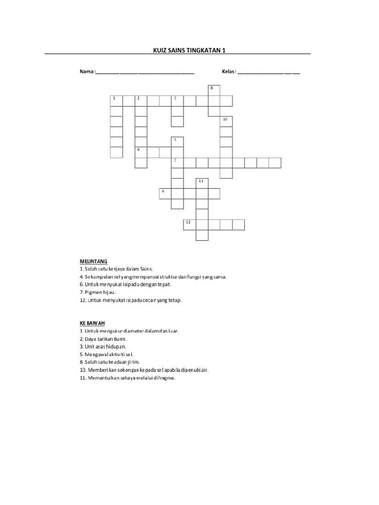Kuiz Sains Tingkatan 1 Pdf