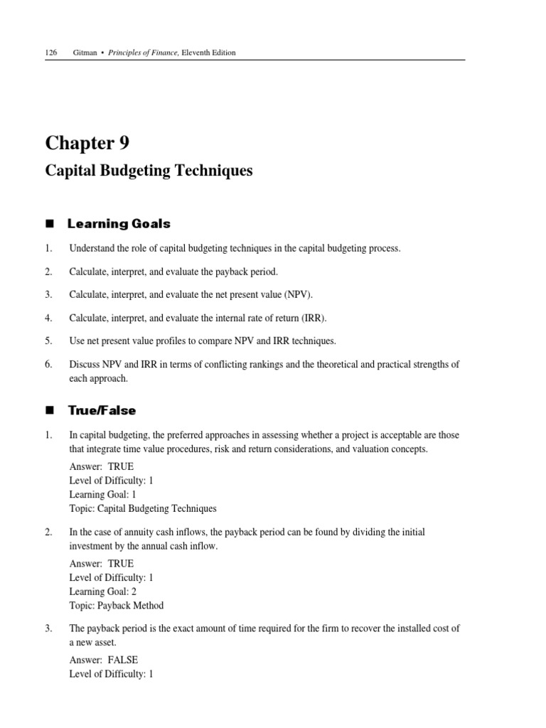 Capital Budgeting Techniques Overview | PDF | Internal Rate Of Return ...