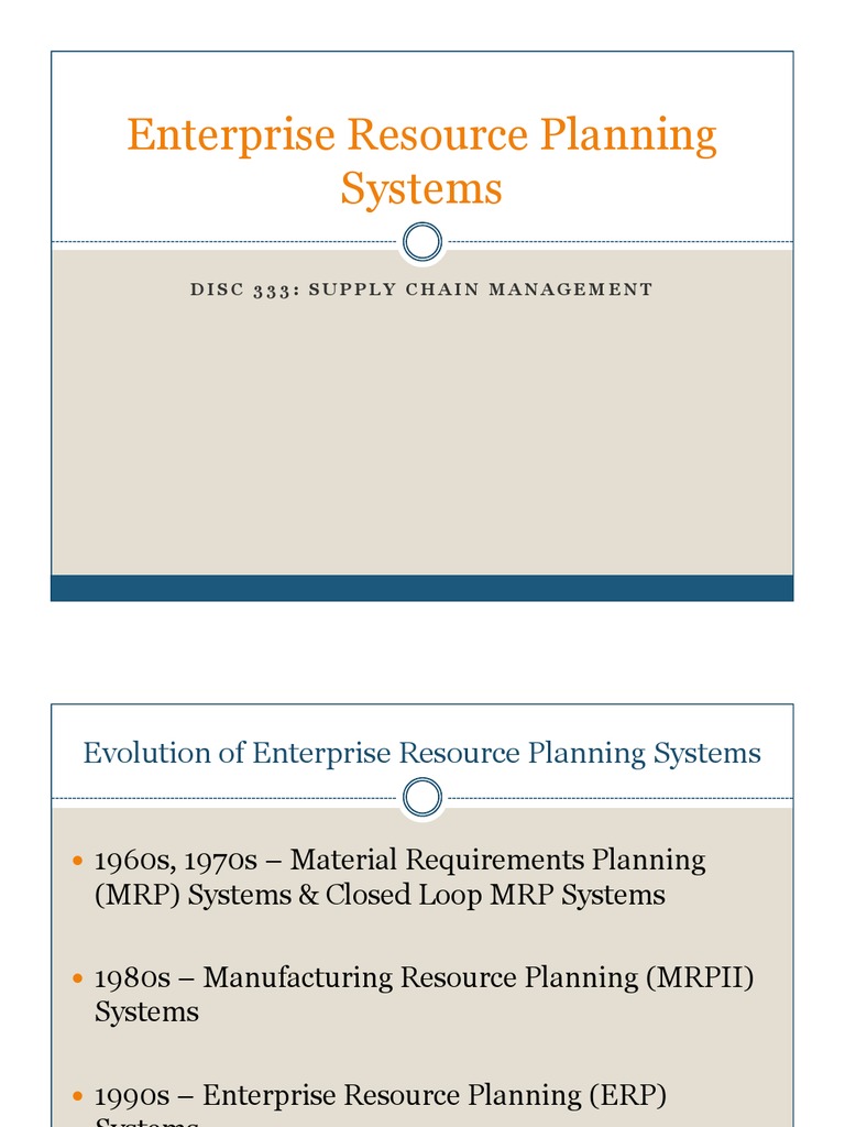 Enterprise Resource Planning Systems: Disc 333: Supply Chain Management ...
