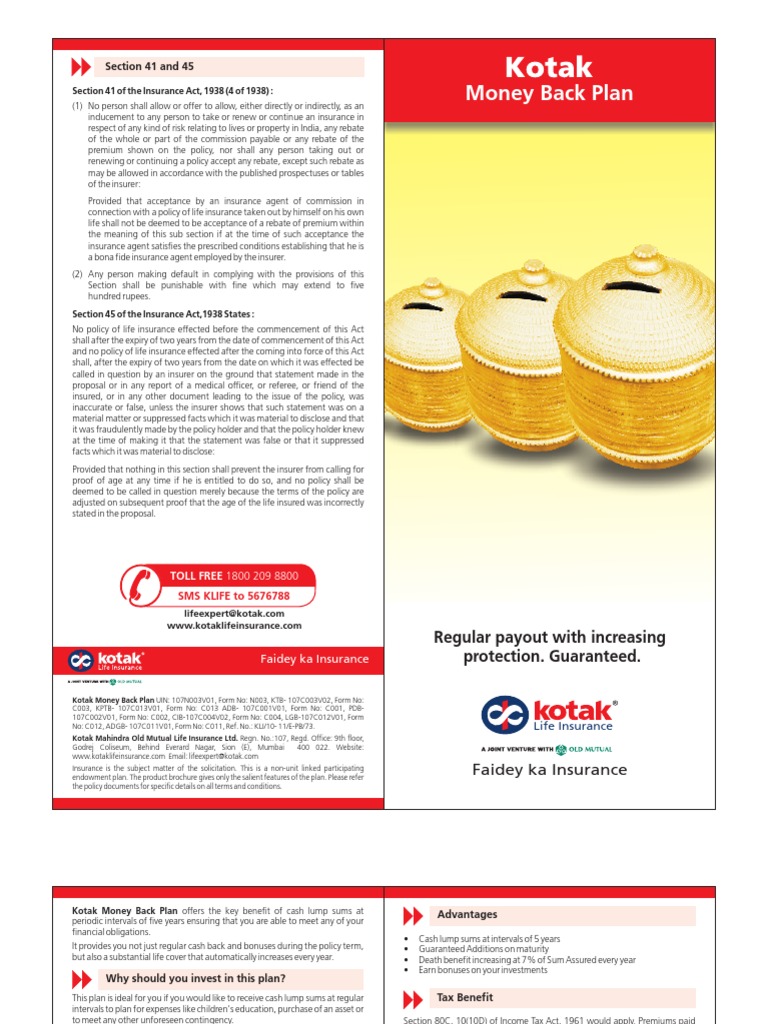 Kotak Money Back Plan Present Value Insurance