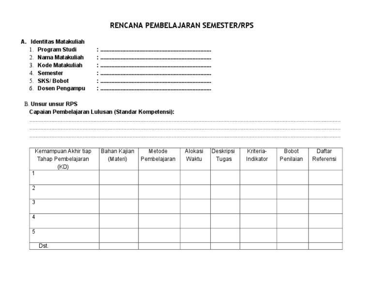 Rencana Pembelajaran Semester Matakuliah | PDF | Karier & Perkembangan ...