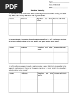 Relative Velocity Worksheets 1