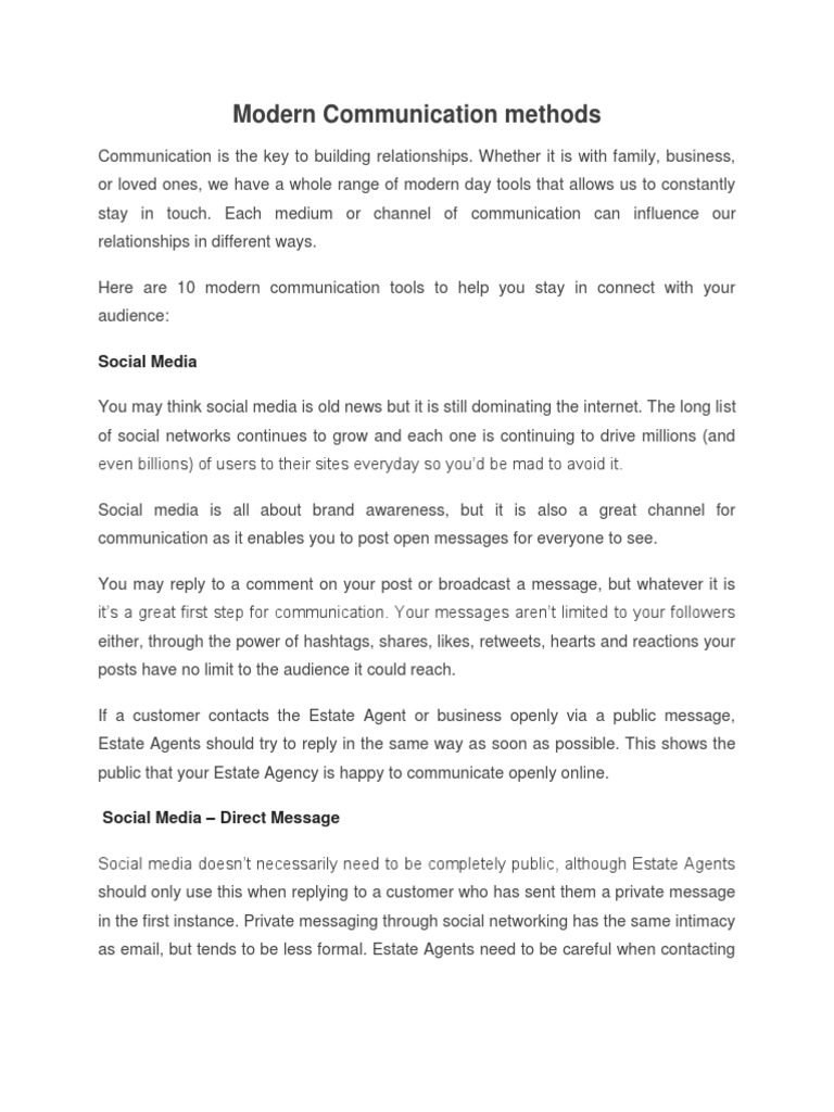 Modern Communication Methods | PDF | Social Media | Popular Culture ...