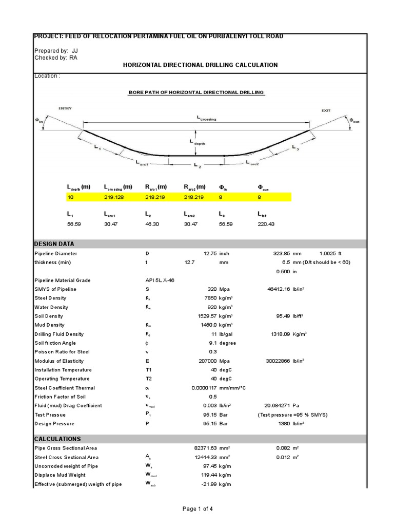 Calculation Radius Curvature Dan HDD | PDF | Pascal (Unit) | Pounds Per  Square Inch