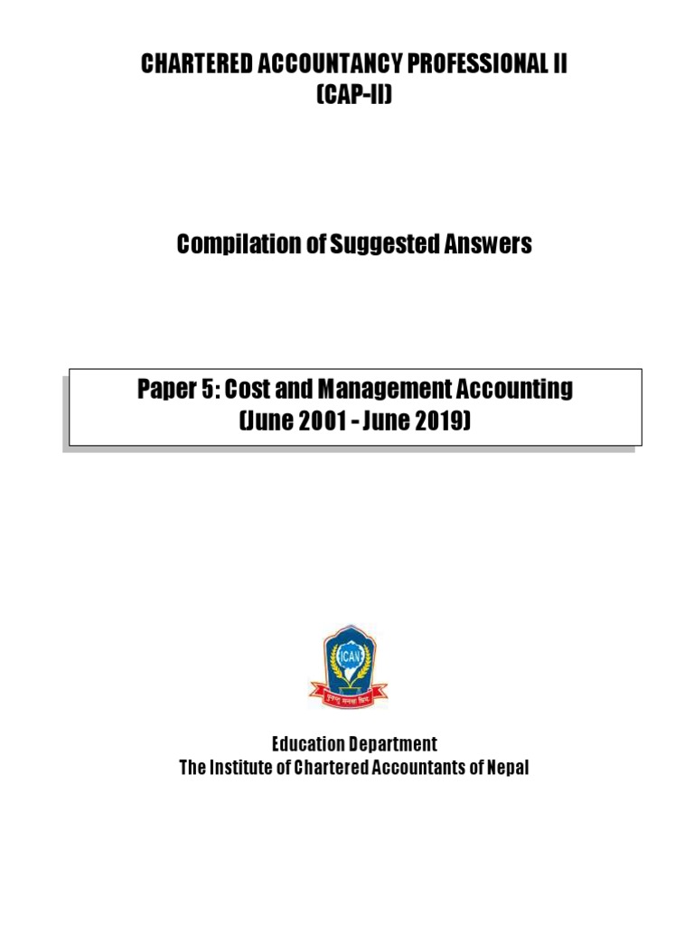 Paper 5 Cost and Management Accounting PDF | PDF | Cost Accounting 