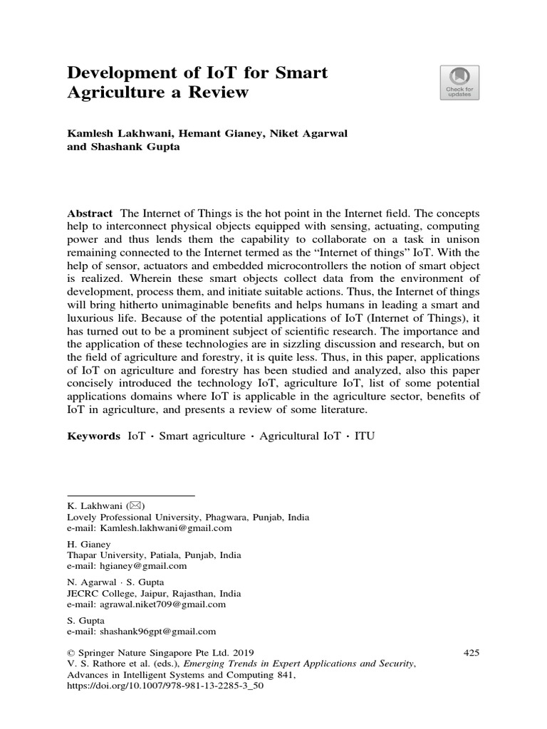 Development of IoT For Smart Agriculture | PDF | Internet Of Things ...