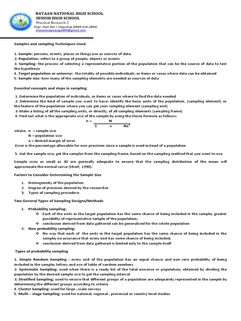 Quantitative Research Sampling and Techniques PDF | PDF | Sampling ...
