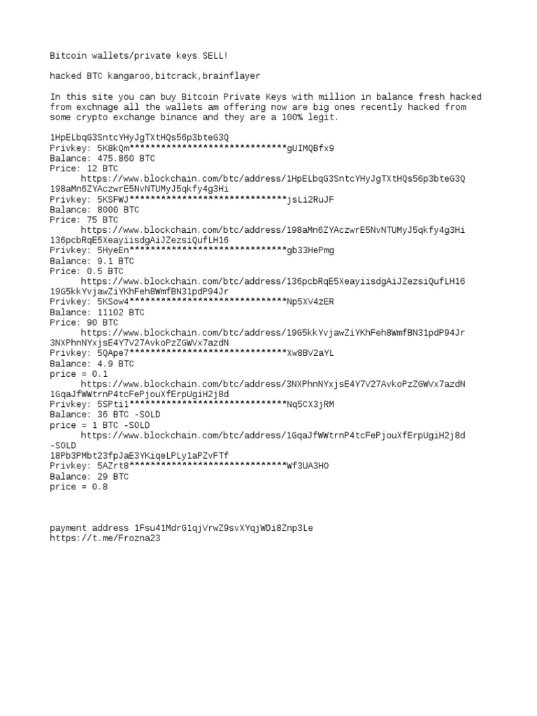 Bitcoin private keys sell! Bitcoin wallets!