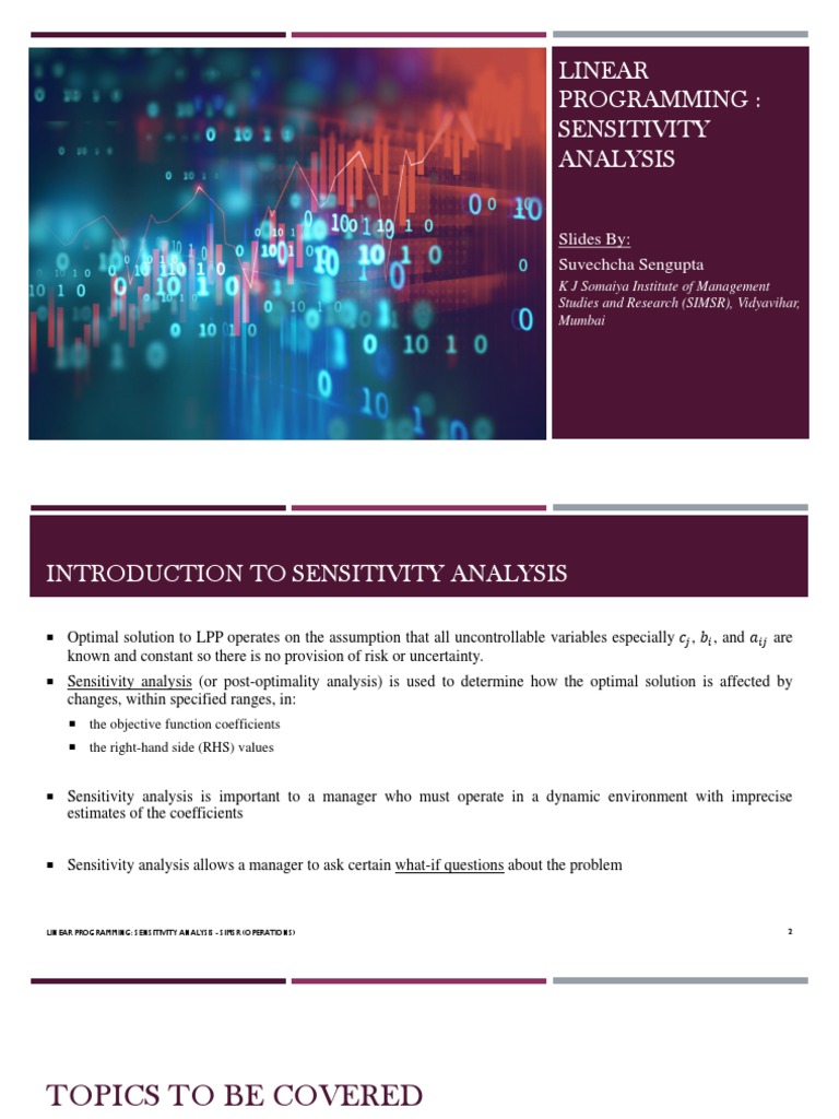 Sensitivity Analysis in Linear Programming | PDF | Mathematical ...