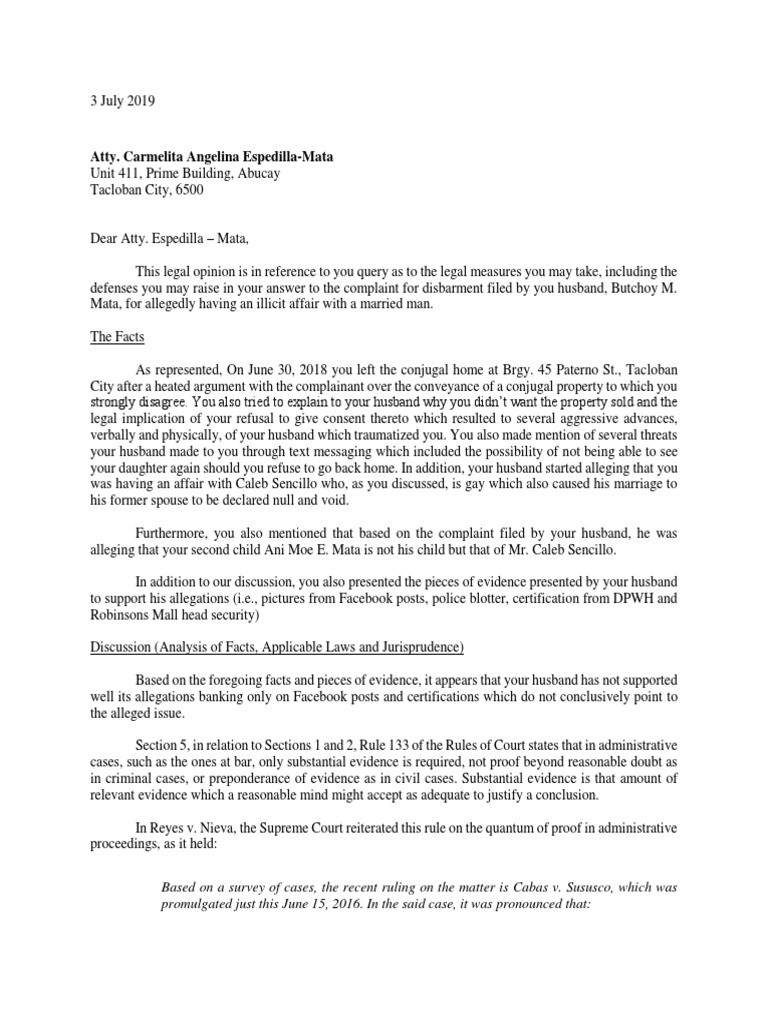 Legal Opinion on Disbarment Case | PDF | Law