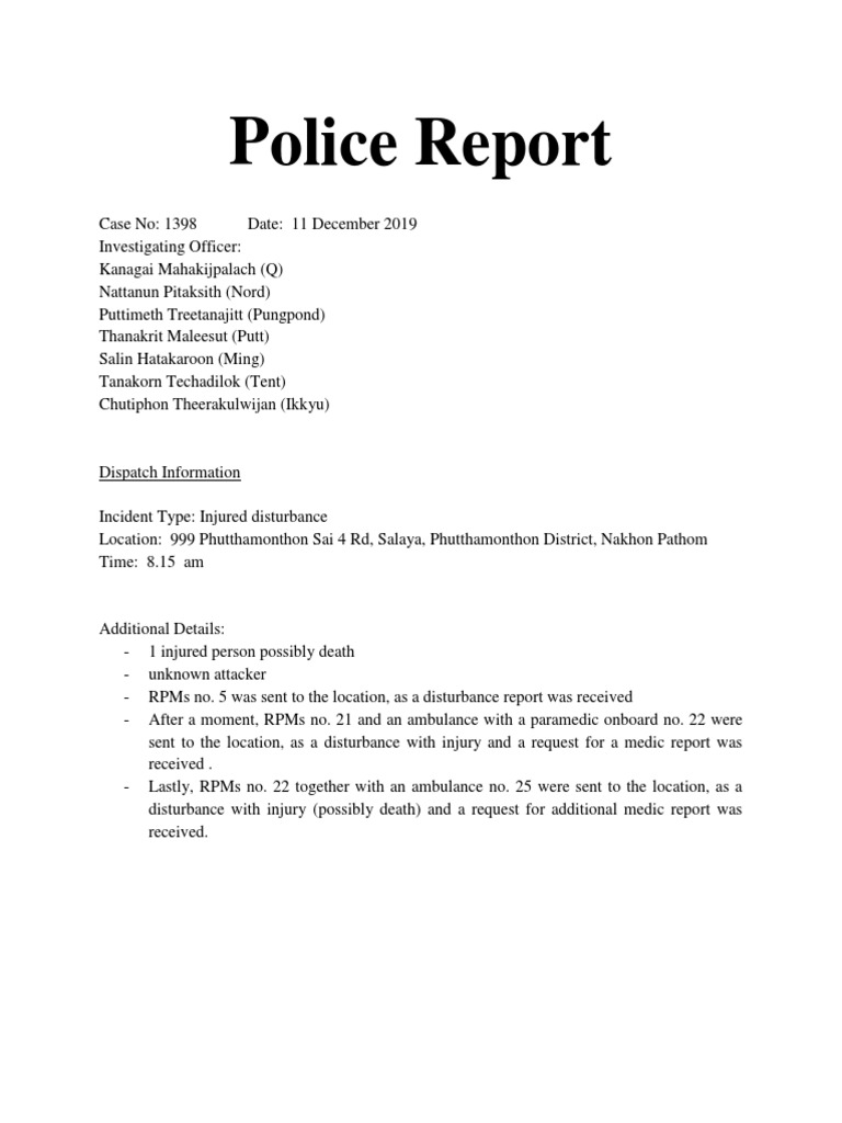 Project - Police Investigation Report Template | PDF