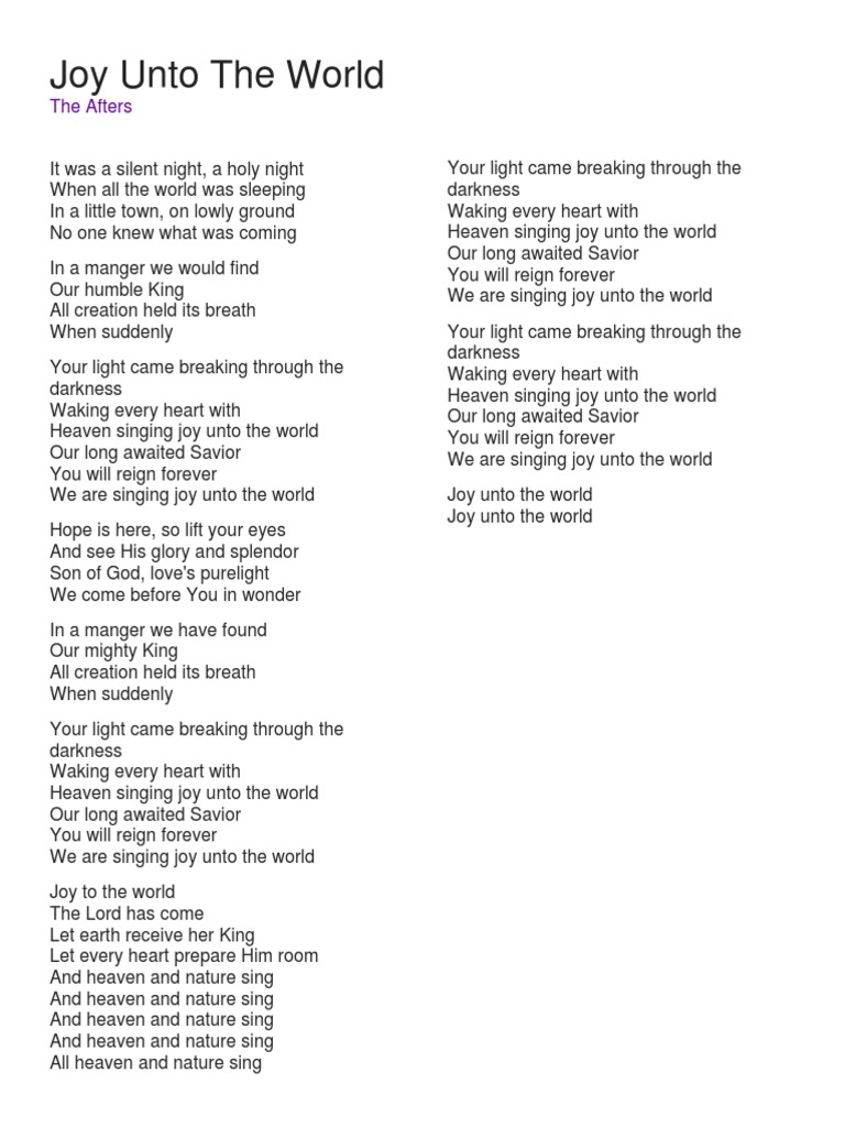 joy unto the world lyrics | pdf | religion & spirituality | poetry