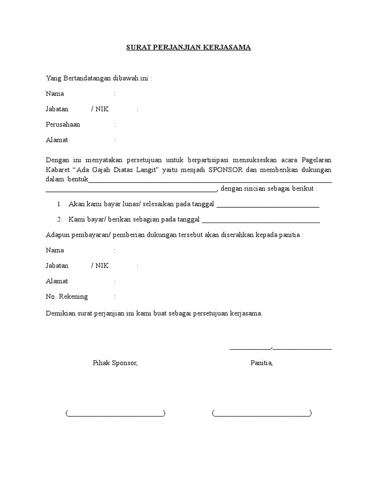 Surat Perjanjian Kerjasama Tenant | PDF | Hukum